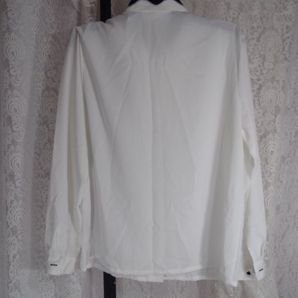 Claudia Richards, Classic Dressy Blouse, White Black, Size 10 - Picture 3 of 4